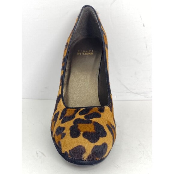 Stuart Weitzman Size 10 Leopard Print Calf Hair Platform Closed Toe 4.5" Heel - Picture 6 of 11